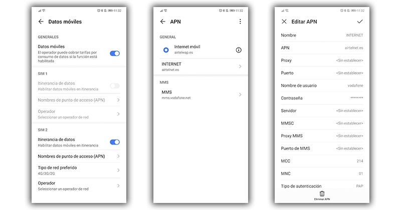 configurar APN Huawei