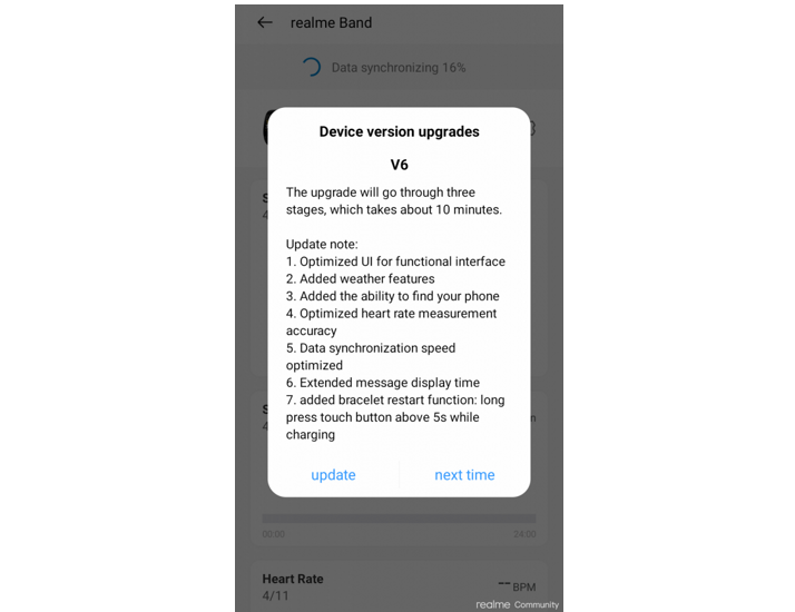 realme band actualizacion