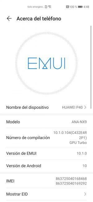 Datos sistema Huawei P40