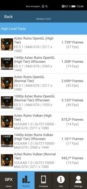 ResultadosGFXbench con Huawei P40