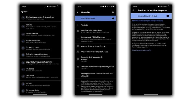 activar servicio localización de emergencia android
