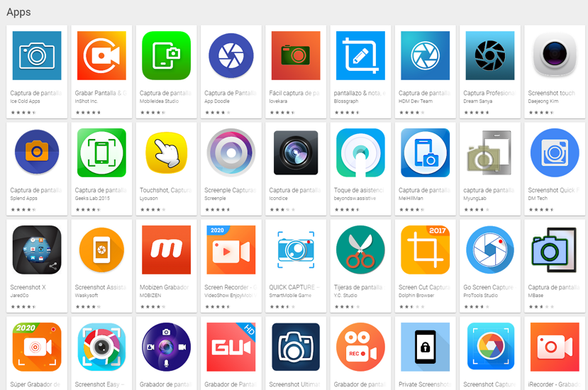 apps capturas de pantalla