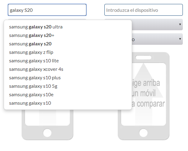 selector modelos comparador