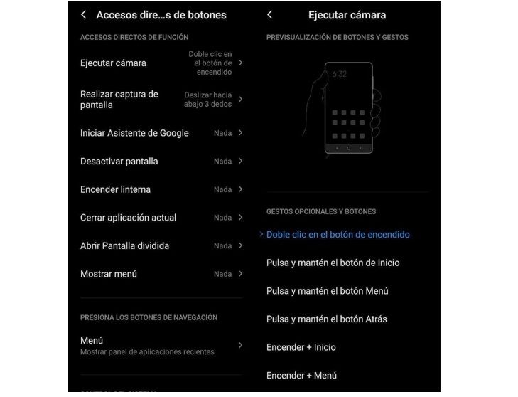 miui 11 botones fisicos funciones