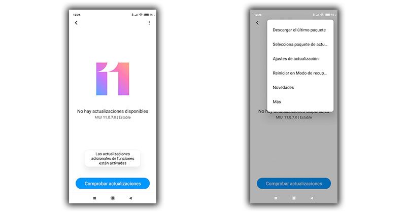 opciones avanzadas actualizar miui