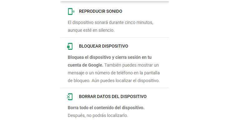 opciones móvil robado google