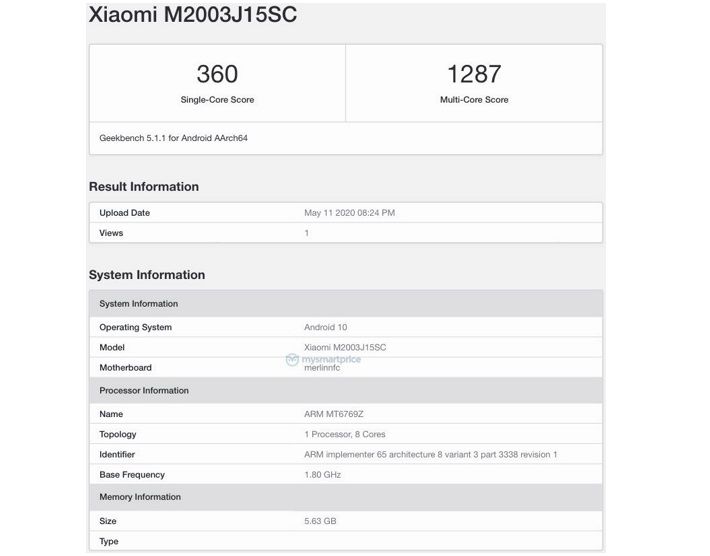 redmi 10x en geekbench