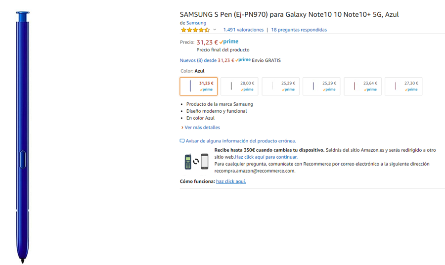 samsung s pen en Amazon