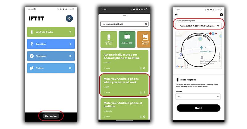 silenciar movil localizacion ifttt