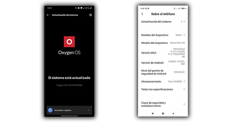 versión software android