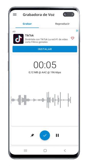 Uso de la aplicación Grabadora de Voz