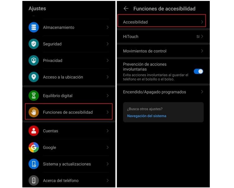accesibilidad huawei