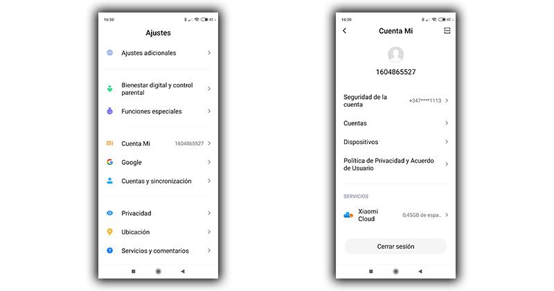 cerrar sesión mi xiaomi