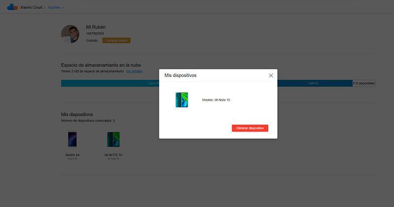 eliminar movil xiaomi cuenta mi