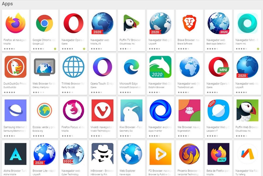 navegadores en google play