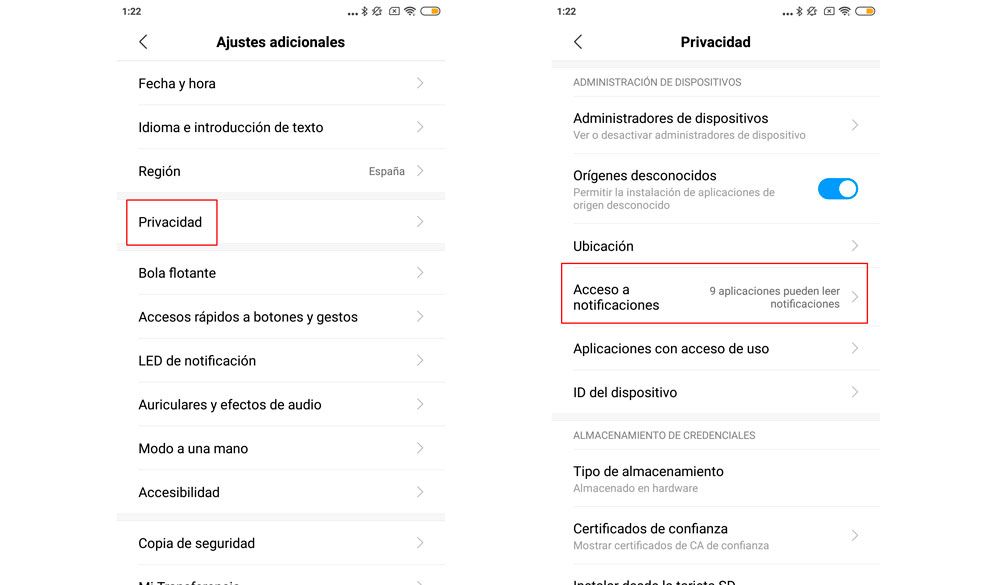 acceso notificaciones xiaomi