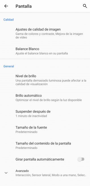 opciones de pantalla Sony Xperia 1
