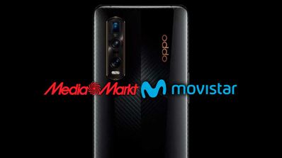 Oppo Find X2 con logotipo de mediamarkt y movistar