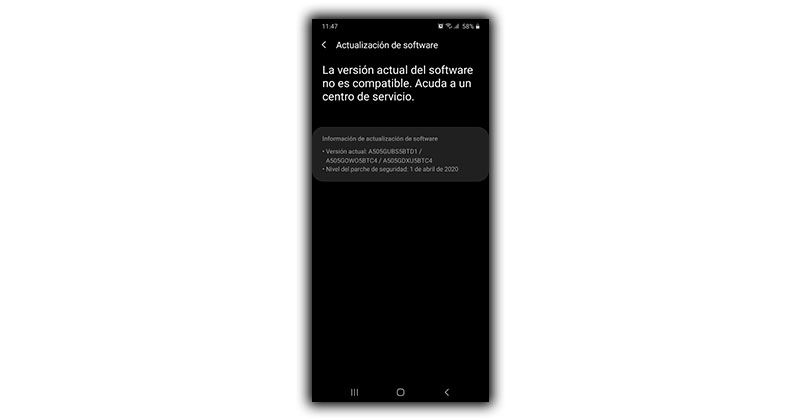 problema actualizacion samsung