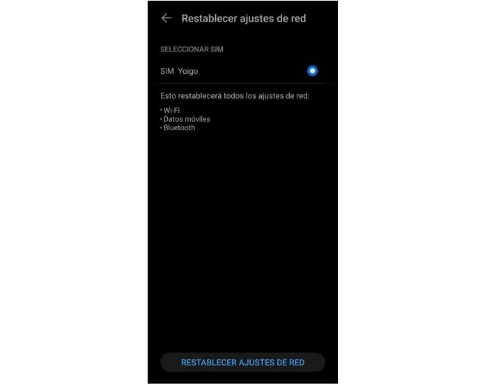 restablecer ajustes de red huawei