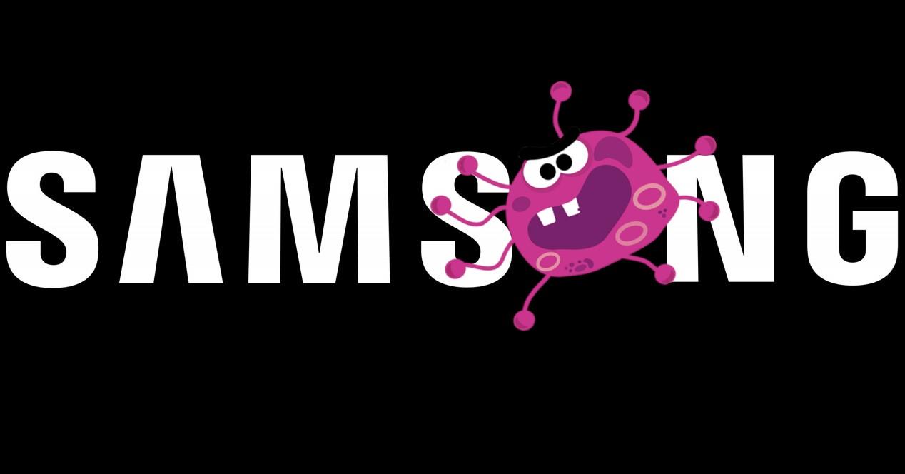 Samsung logo con virus