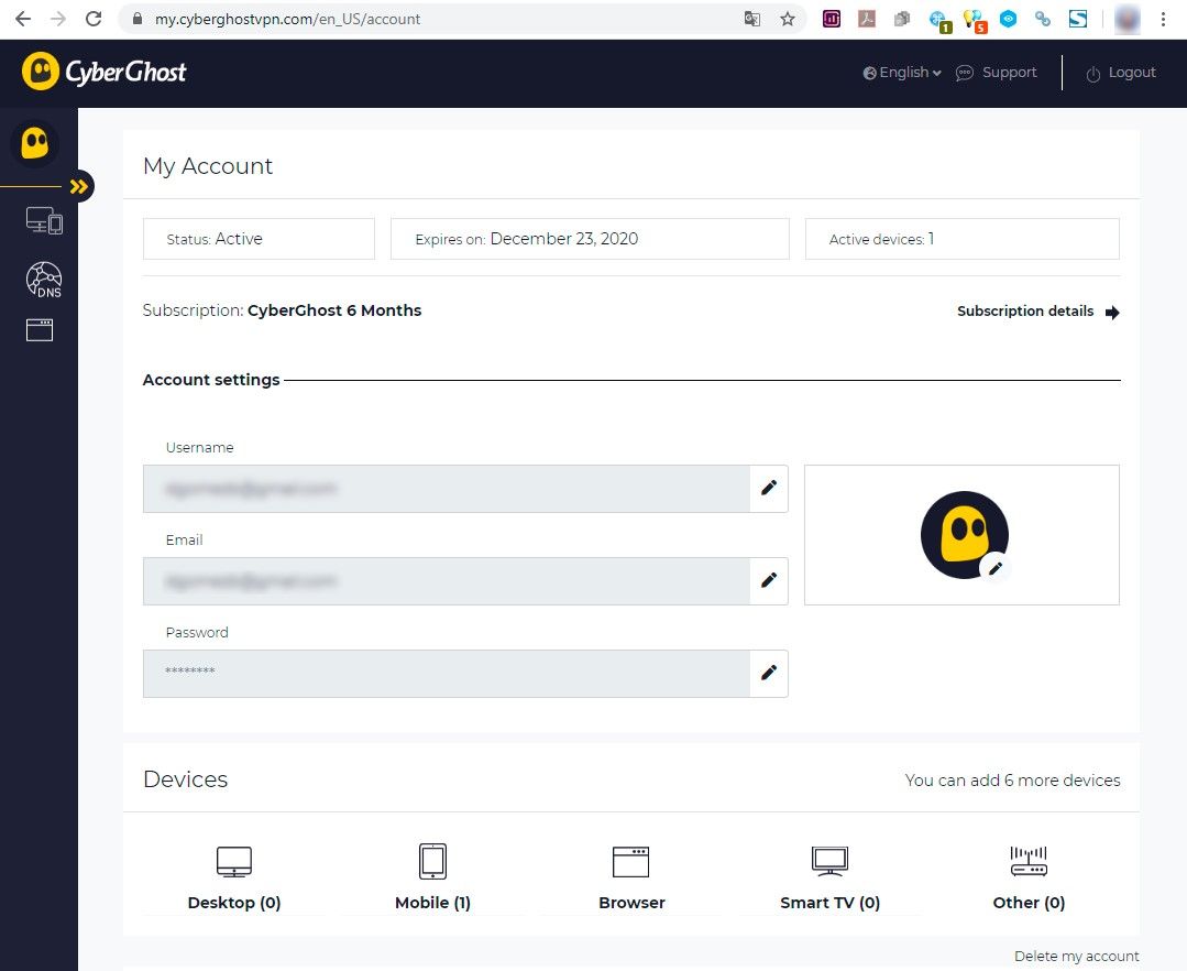 VPN cuenta CyberGhost