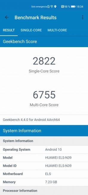 Resultados en Geekbench con el Huawei P40 Pro+