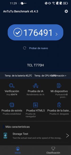 resultado en antutu con el TCL 10L