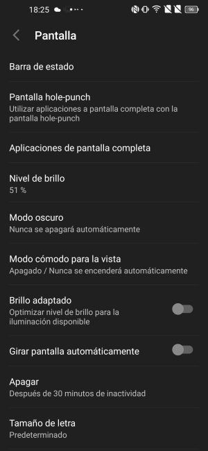 Opciones pantalla del TCL 10L