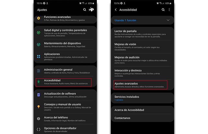 accesibilidad Samsung