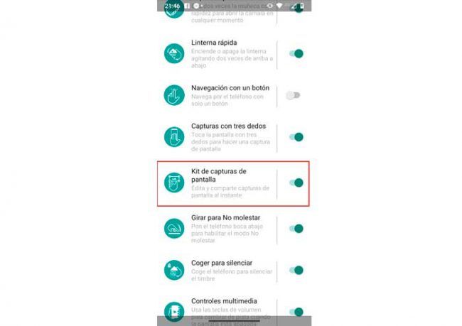 capturas pantalla Motorola