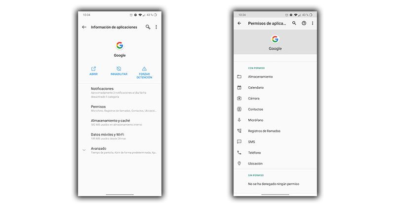 permisos okay google