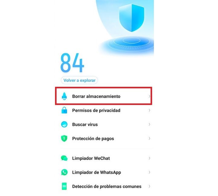 OPPO borrar almacenamiento