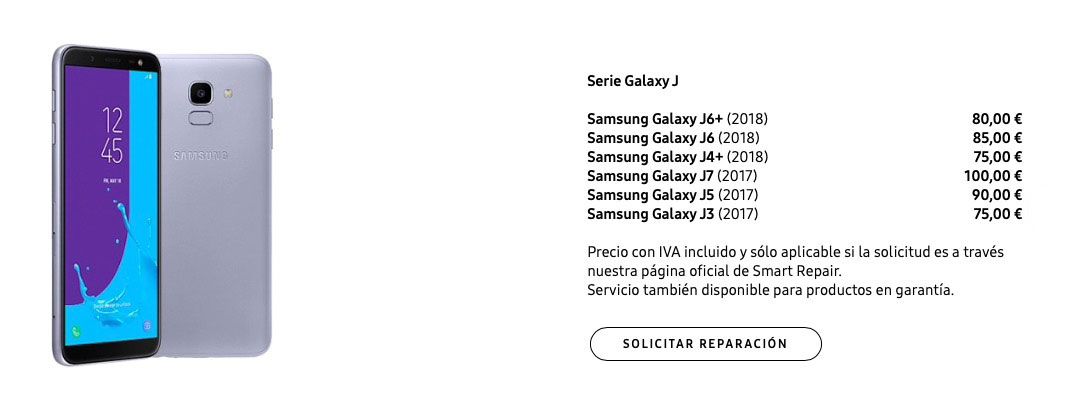 Precios Reparación Samsung