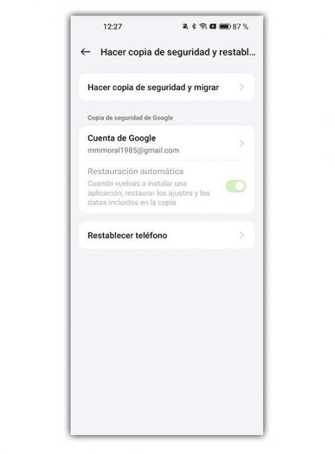 ajustes red OPPO