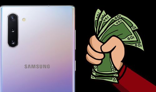 galaxy note 10 y mano con dinero