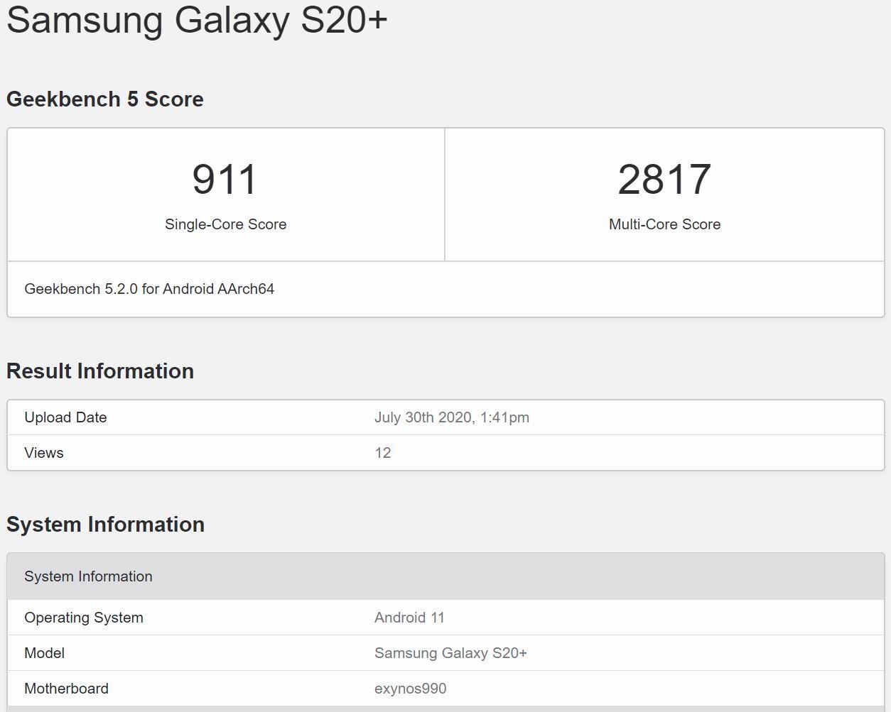 Galaxy S20 Plus Android 11