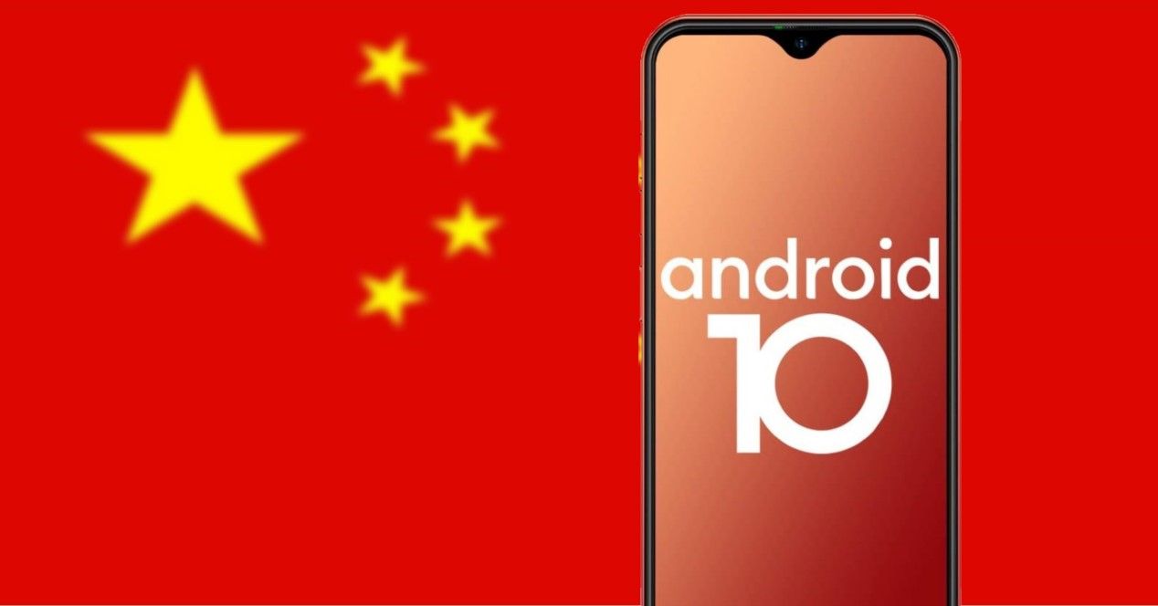 movil chino y bandera de china