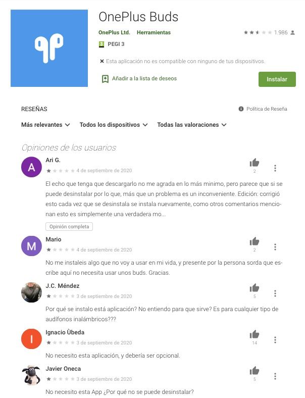 Comentarios OnePlus