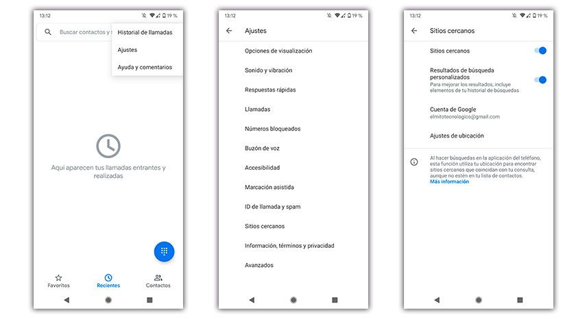 buscar sitios lugares contactos android