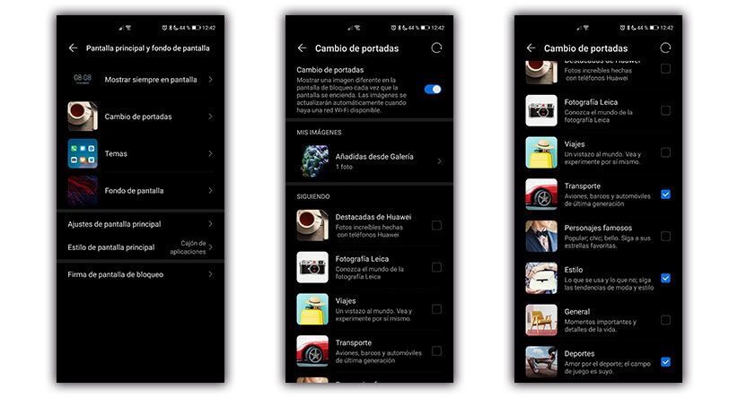 cambiar fondo pantalla huawei automáticamente