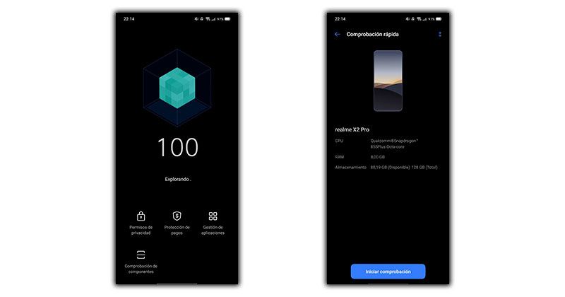 comprobar componentes test realme