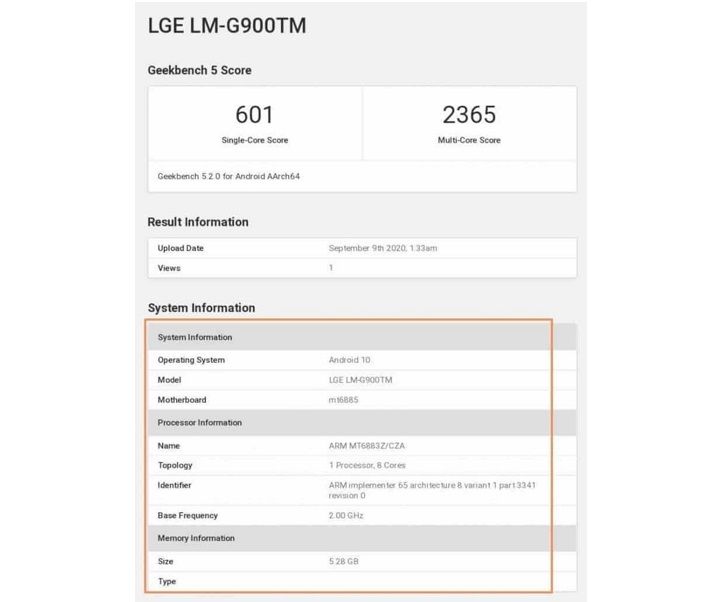 lg velvet 5g con mediatek
