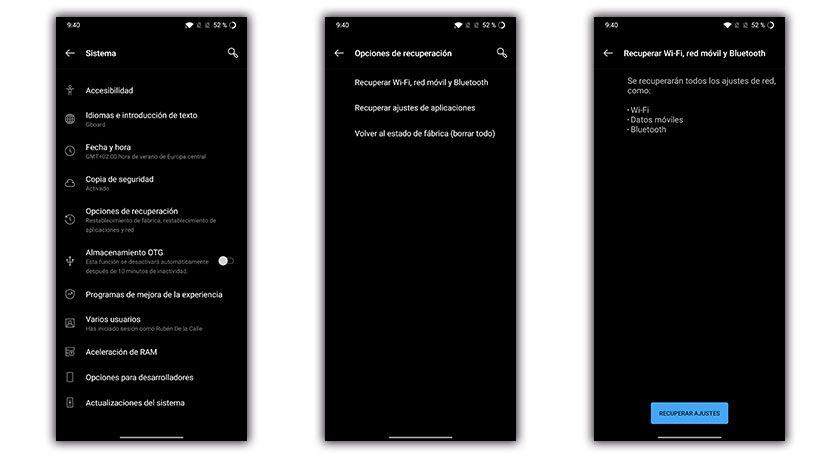 restablecer ajustes wifi oneplus