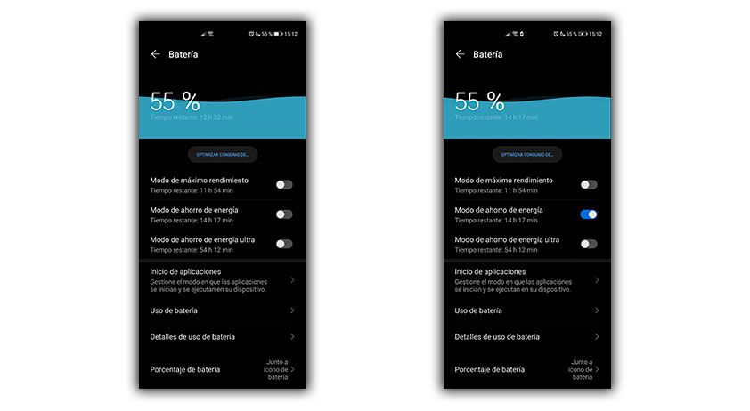 ahorro bateria huawei