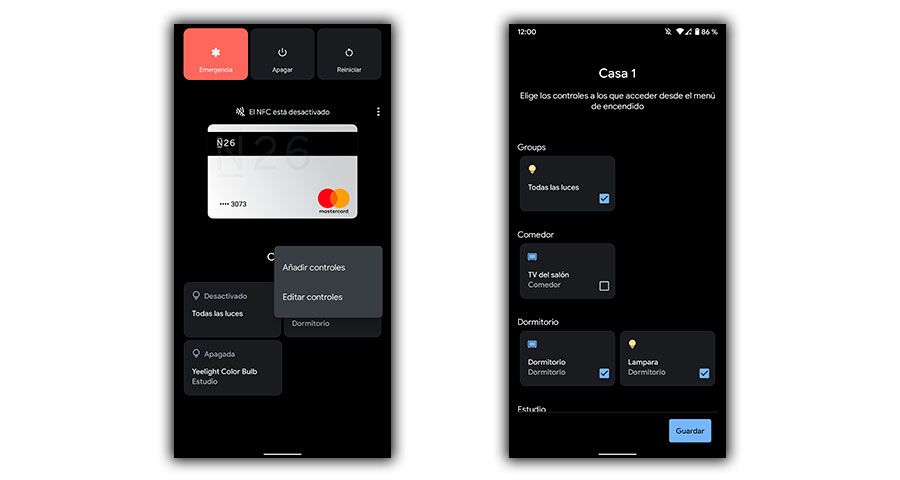 añadir controles dispositivos android