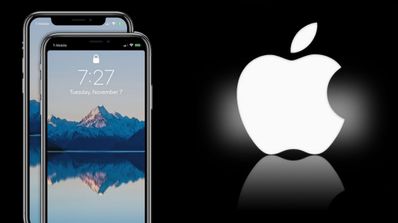 apple logo y iphone con notch