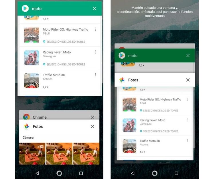 dos apps al tiempo en Motorola