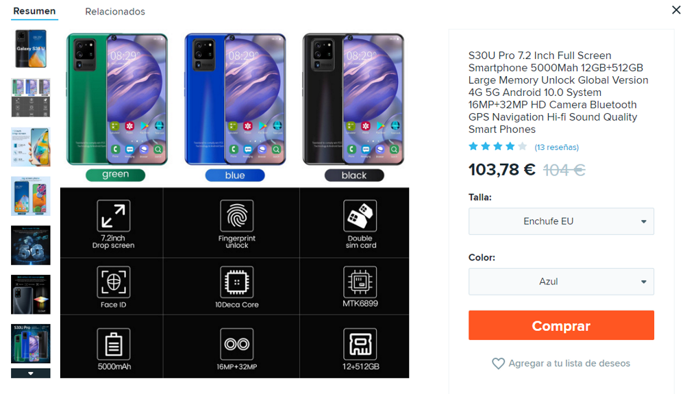galaxy s20 ultra clon colores