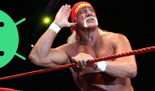hulk hogan escuchando y logo android